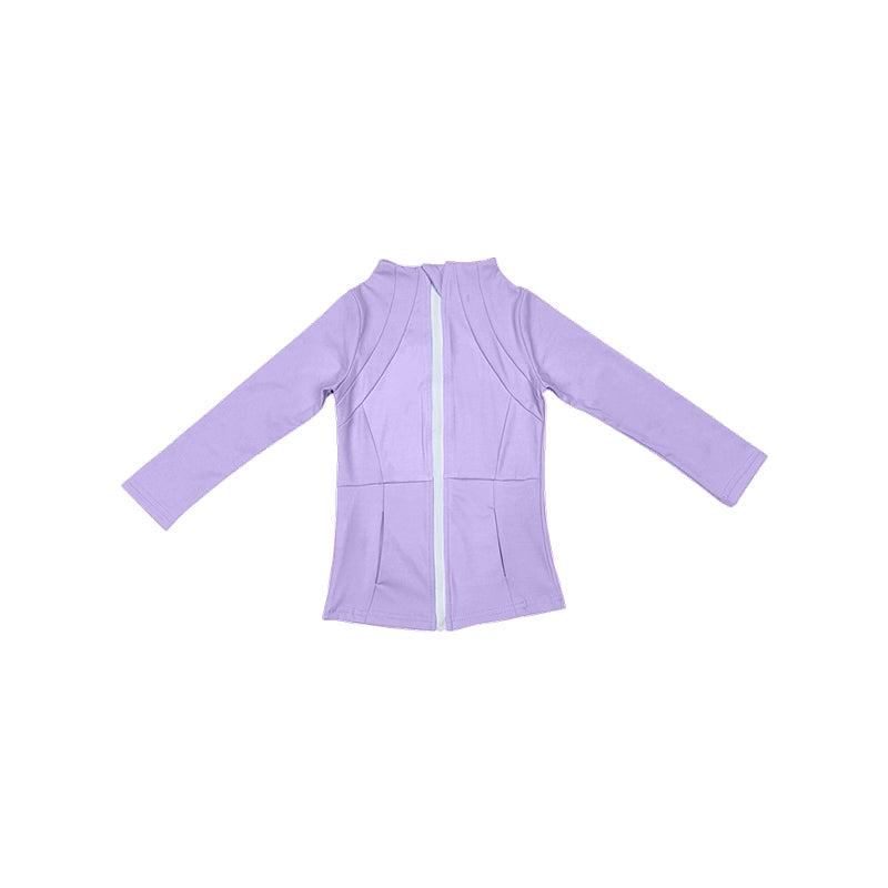 preorder GT0910 Purple Long Sleeve Zipper Girls Coat Yoga Clothes