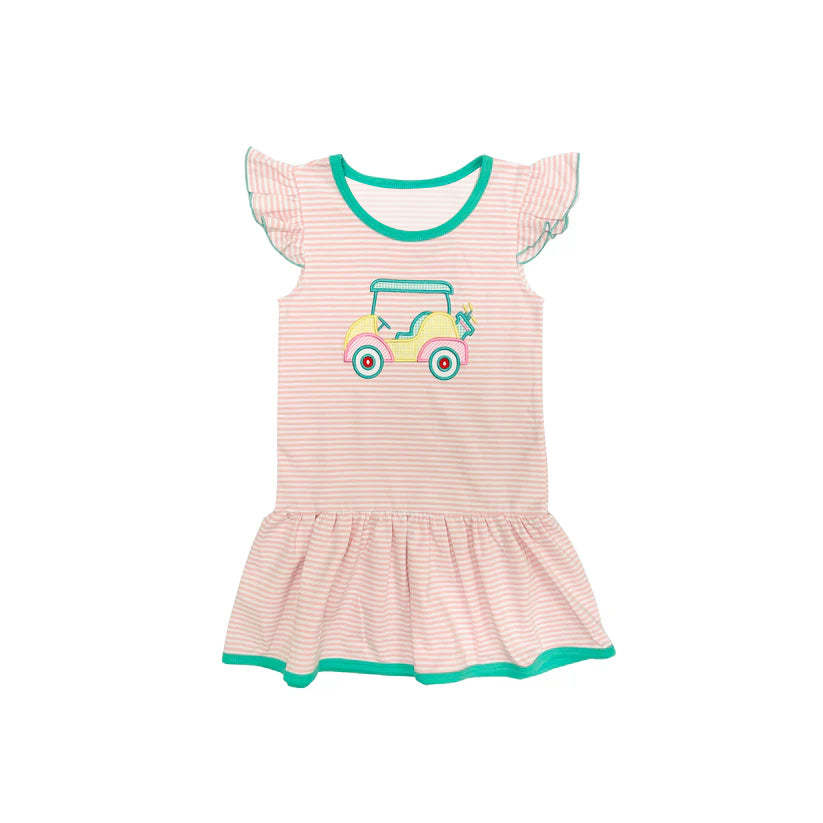 preorder GT0943 Play Golf Pink Striped Flutter Sleeve Girls Top