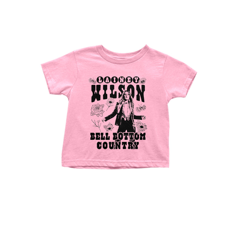 preorder GT0978 Western wilson country pink short sleeve girls top