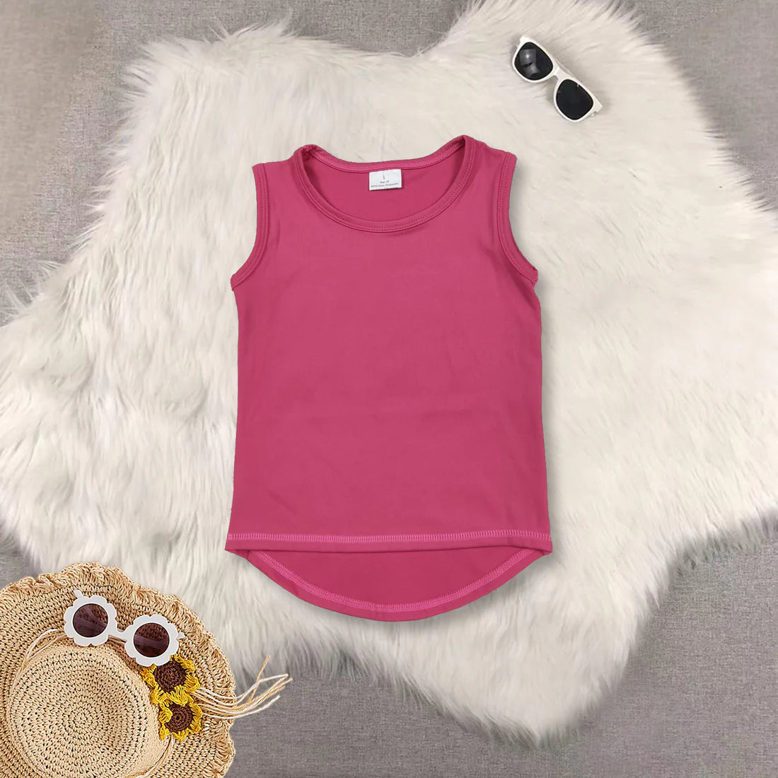 yoga hot pink sleeveelss top hot pink leather shorts girls set GT0982+SS0414