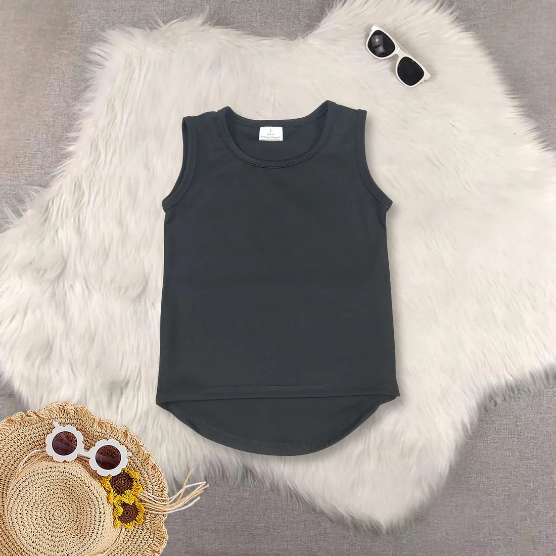 yoga black sleeveelss top black leather shorts girls set GT0987+SS0413