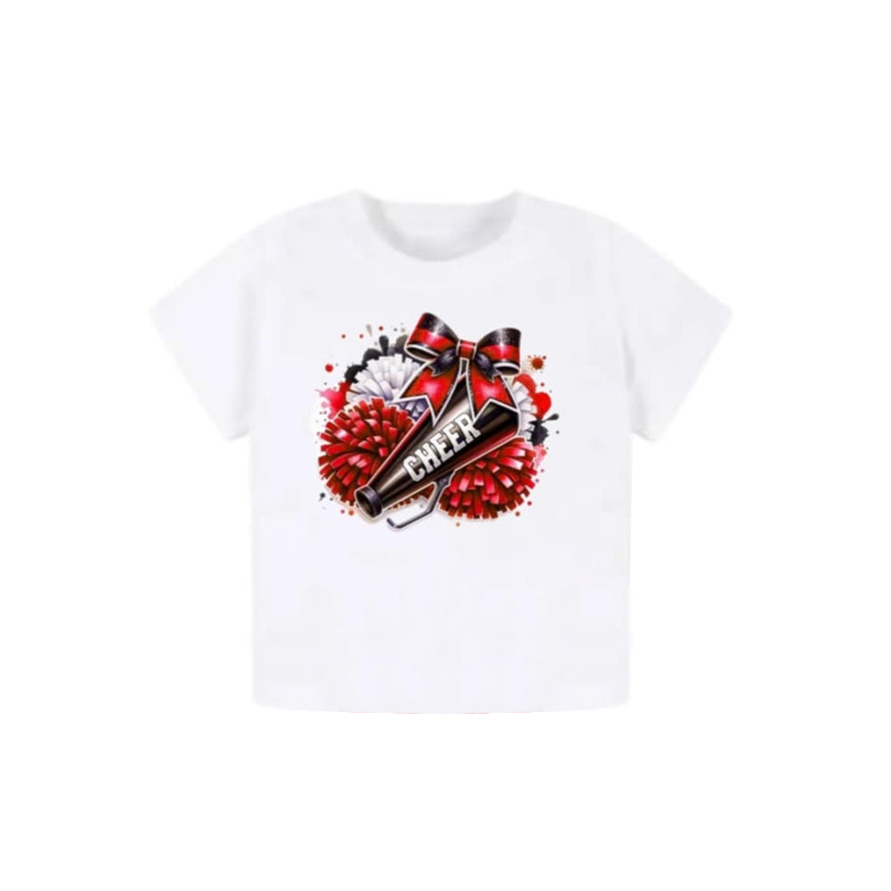 preorder GT0992 cheer bow short sleeve girls top