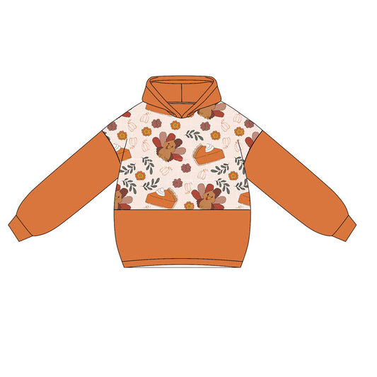 preorder GT1028 thanksgiving turkey orange pumpkin hoodie long sleeve girls top