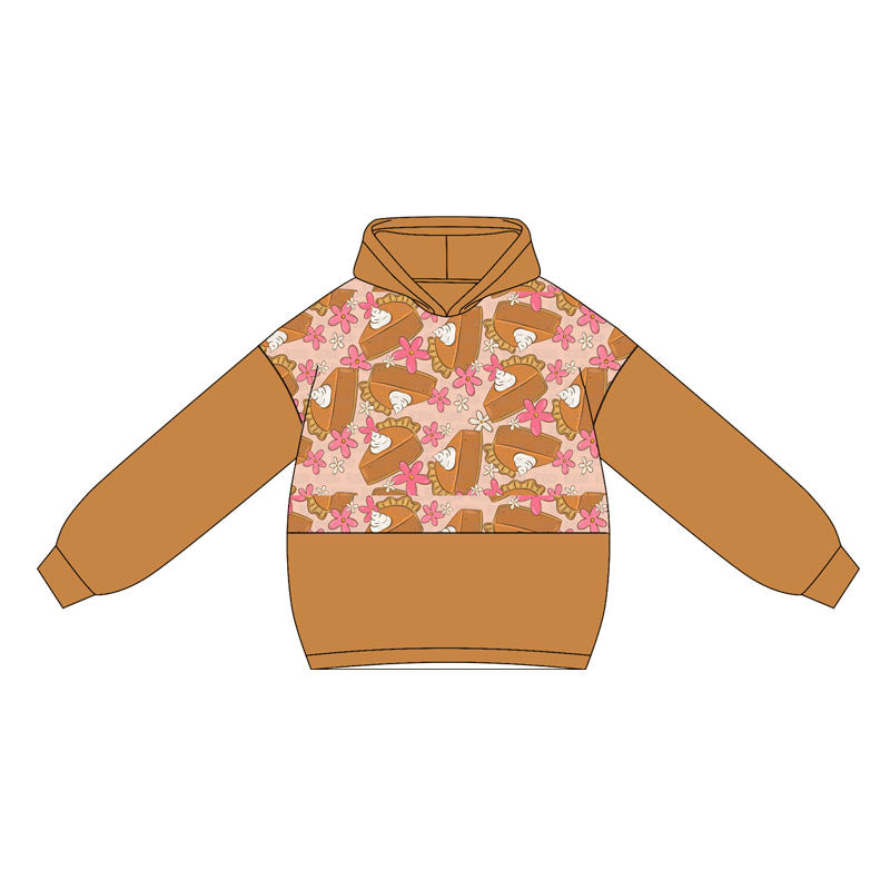 preorder GT1029 cake pie flowers orange hoodie long sleeve girls top