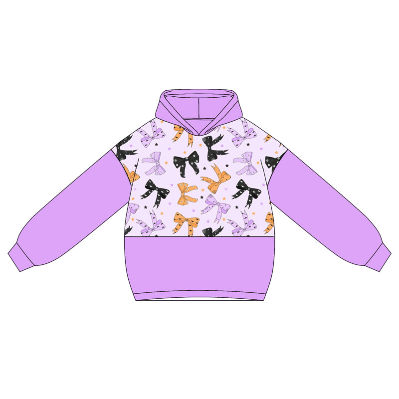 preorder GT1039 Halloween bows purple hoodie long sleeve girls top
