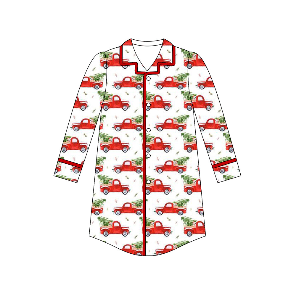 preorder GT1094 Christmas tree truck car red long sleeve adult woman top gown