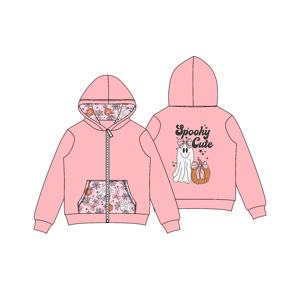 preorder GT1140 Halloween spooky cute pumpkin pink hoodie long sleeve girls coat