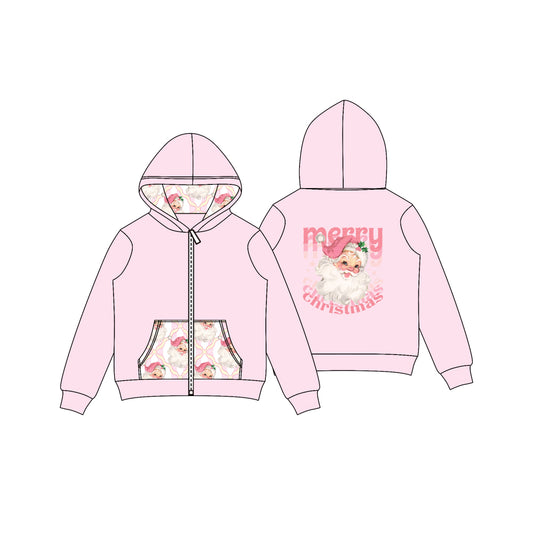 preorder GT1143 Merry Christmas Santa light pink hoodie long sleeve girls coat