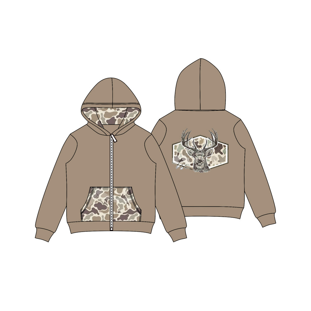 preorder GT1144 hunting deer camo brown hoodie long sleeve girls coat
