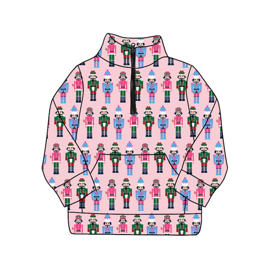 preorder GT1172 Christmas soldier pink zipper pocket long sleeve adult women top