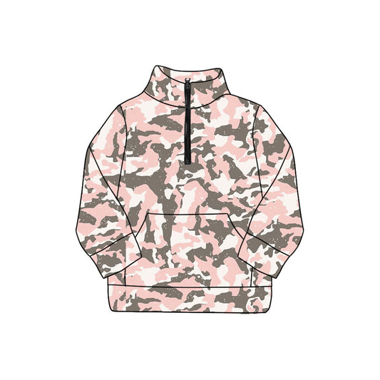 preorder GT1175 yoga hunting camo pink zipper long sleeve adult women top