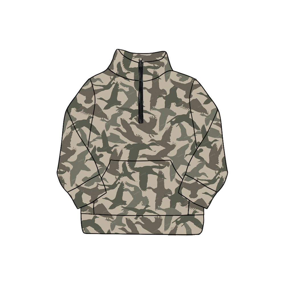 preorder GT1176 yoga hunting camo mallard duck zipper long sleeve adult women top