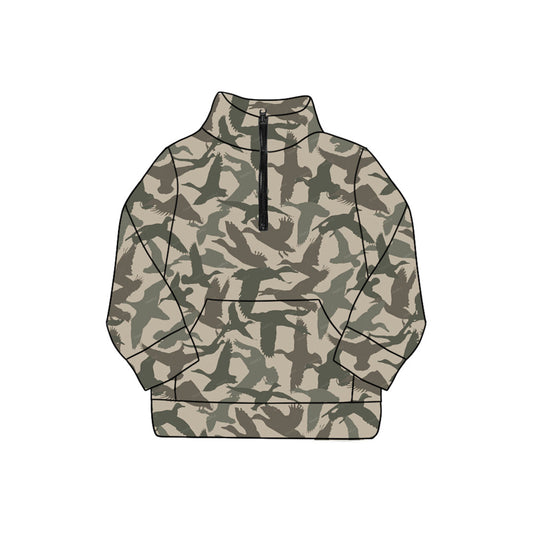 preorder GT1176 yoga hunting camo mallard duck zipper long sleeve adult women top