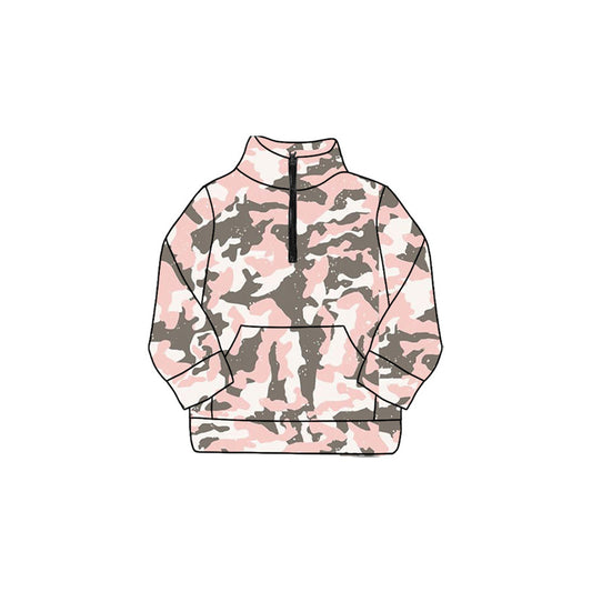 preorder GT1178 yoga hunting camo pink zipper long sleeve girls top