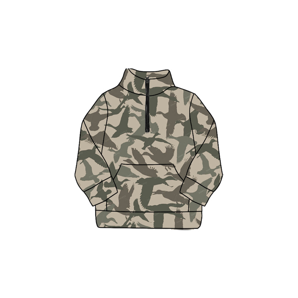 preorder GT1179 yoga hunting camo mallard duck zipper long sleeve girls top