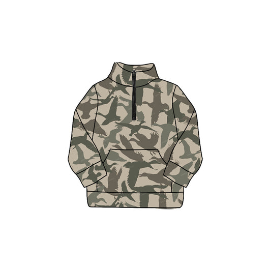 preorder GT1179 yoga hunting camo mallard duck zipper long sleeve girls top