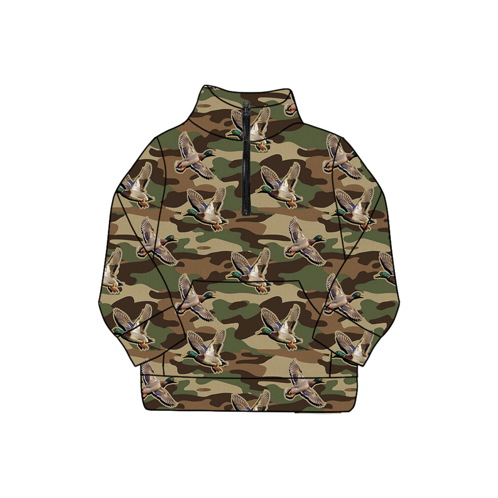 preorder GT1186 yoga hunting camo mallard duck zipper long sleeve adult women top