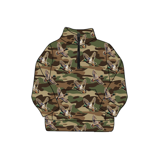 preorder GT1186 yoga hunting camo mallard duck zipper long sleeve adult women top
