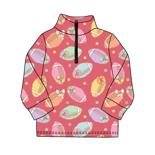 preorder GT1212 yoga colorful football flowers red zipper long sleeve girls top