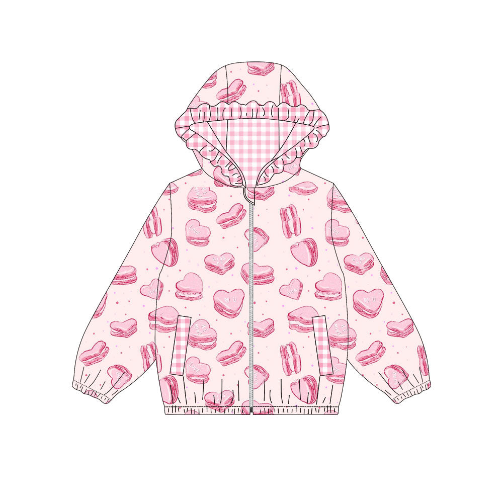 preorder GT1218 Valentine's Day heart cake pink long sleeve zipper hoodie girls coat