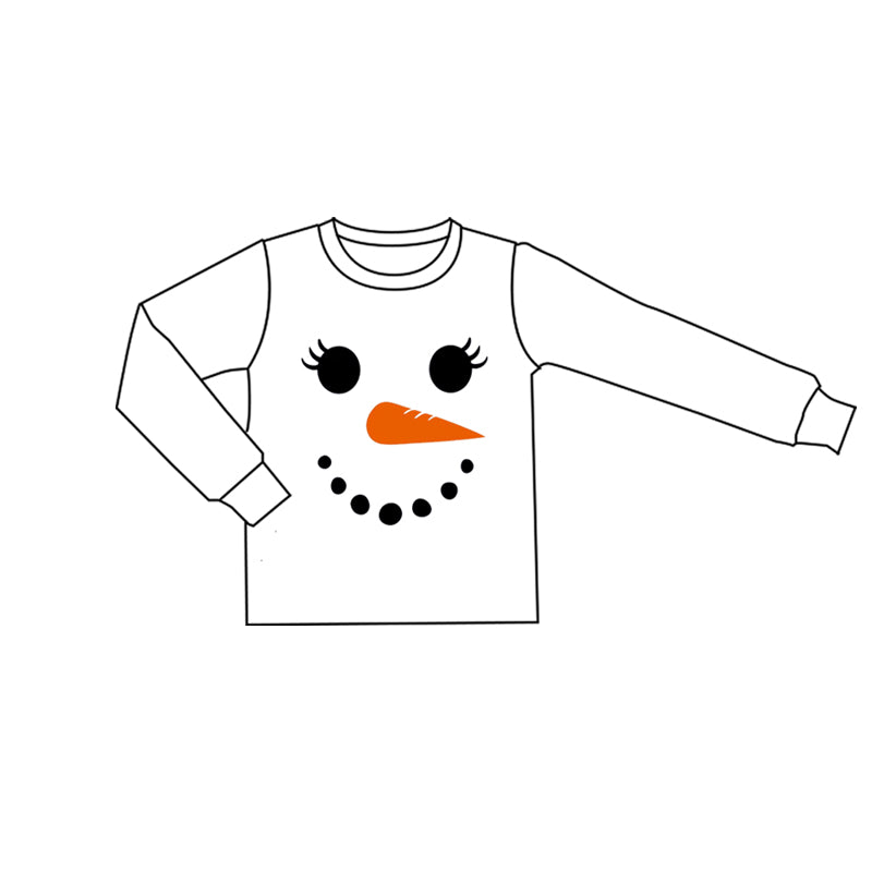 preorder GT1223 Christmas snowman white long sleeve girls top