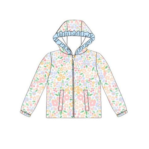 preorder GT1231 colorful  flowers floral hoodie zipper long sleeve girls coat