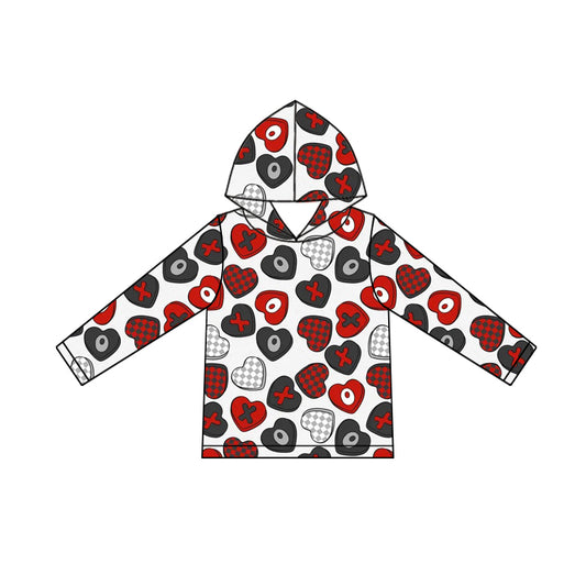 preorder GT1243 Valentine's Day red black heart hoodie long sleeve girls top