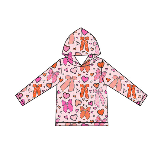 preorder GT1244 Valentine's Day colorful bows heart hoodie long sleeve girls top