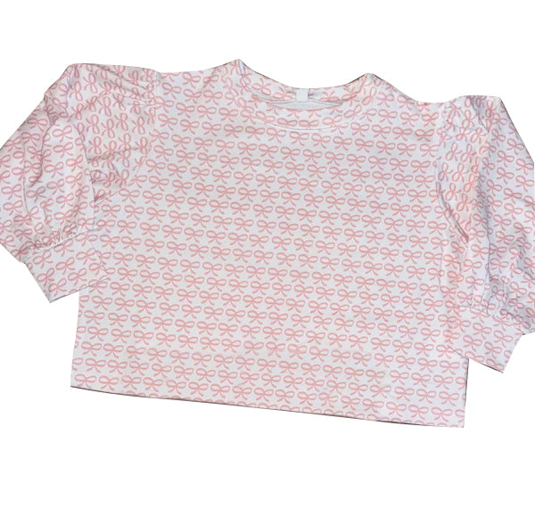 preorder GT1249 yoga pink bows long sleeve girls top