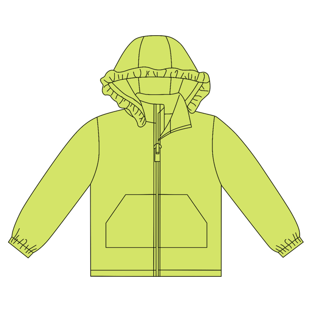 preorder GT1274 green zipper pocket hoodie long sleeve girls coat
