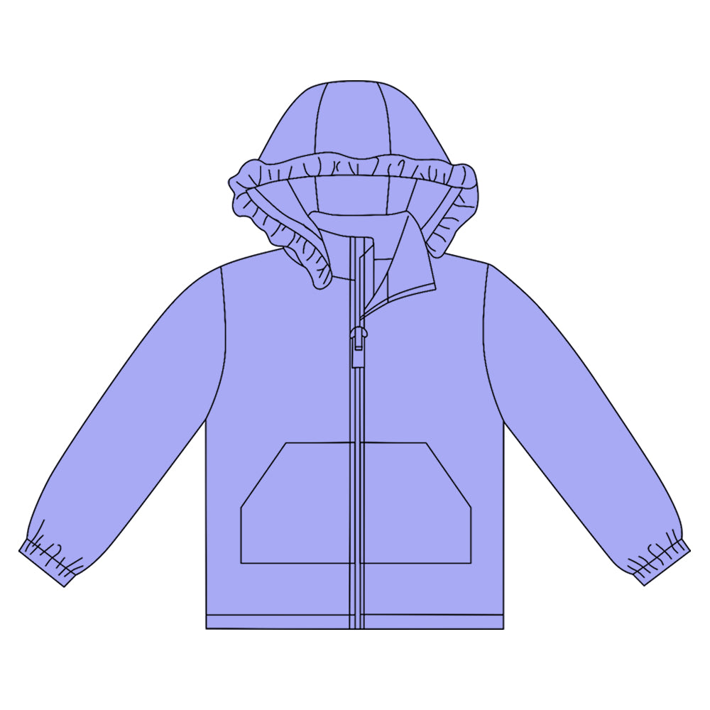 preorder GT1275 purple zipper pocket hoodie long sleeve girls coat