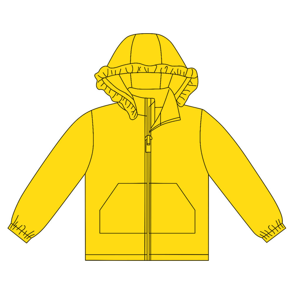 preorder GT1277 yellow zipper pocket hoodie long sleeve girls coat