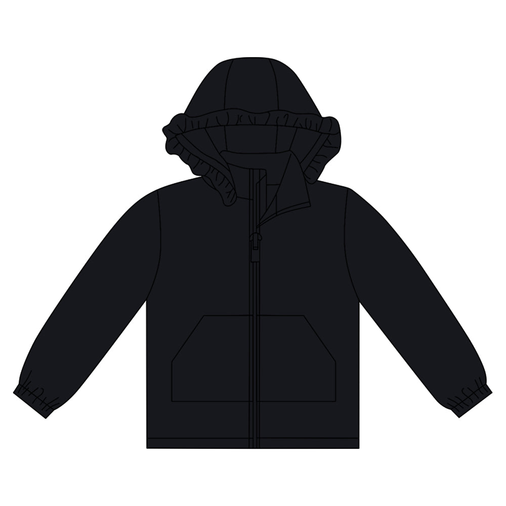preorder GT1286 black zipper pocket hoodie long sleeve girls coat