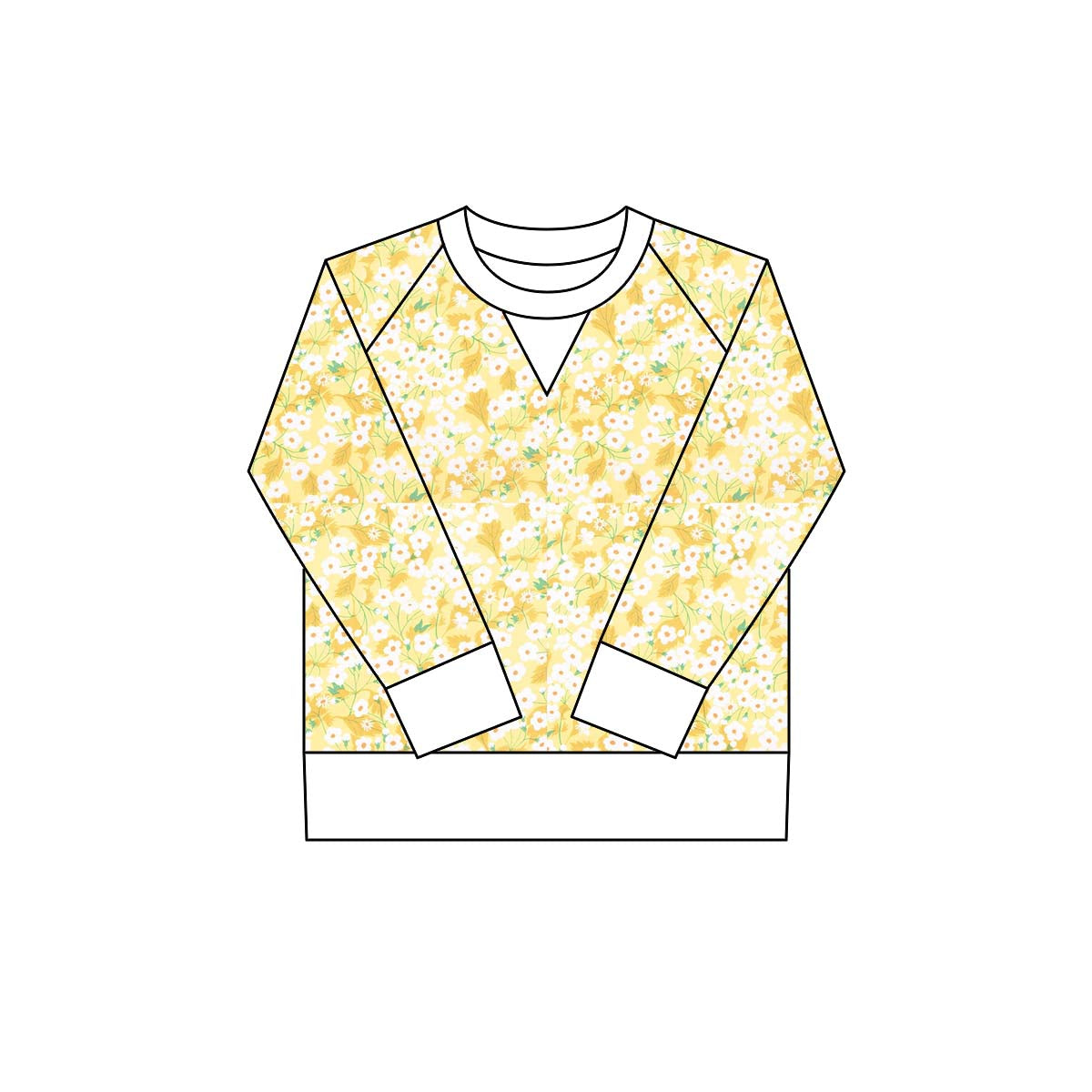 preorder GT1290 yoga yellow flowers floral long sleeve girls top