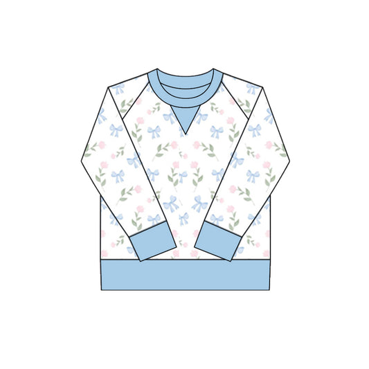 preorder GT1295 yoga blue flowers floral long sleeve girls top