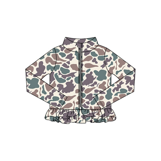 preorder GT1324 yoga hunting camo zipper long sleeve girls coat