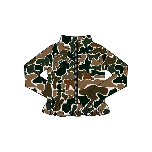 preorder GT1325 yoga hunting camo zipper long sleeve girls coat
