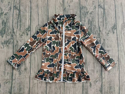 preorder Samples GT1315 Yoga Hunting Camo Zipper Long Sleeve Girls Coat