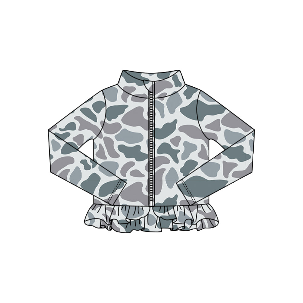 preorder GT1326 yoga hunting camo zipper long sleeve girls coat