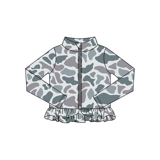 preorder GT1326 yoga hunting camo zipper long sleeve girls coat