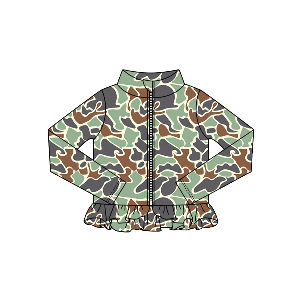 preorder GT13218 yoga hunting camo zipper long sleeve girls coat