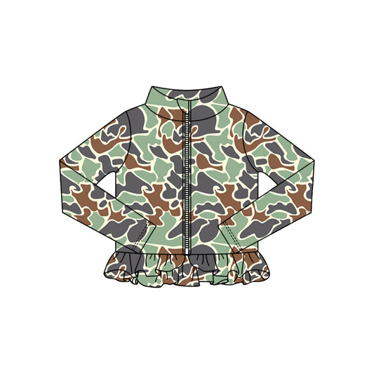 preorder GT13218 yoga hunting camo zipper long sleeve girls coat