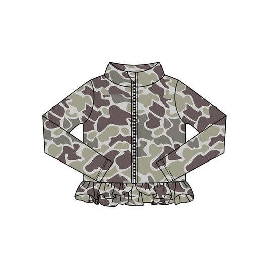 preorder GT13219 yoga hunting camo zipper long sleeve girls coat