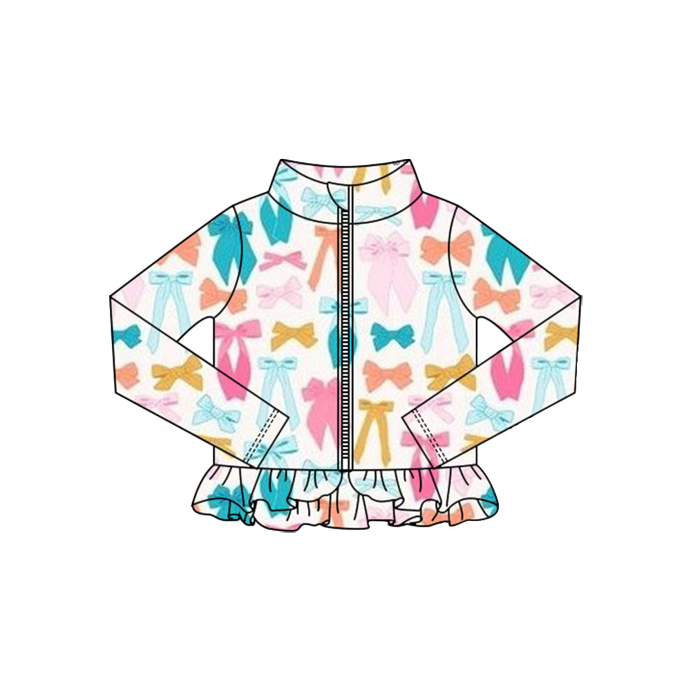 preorder GT1323 yoga colorful bows zipper long sleeve girls coat
