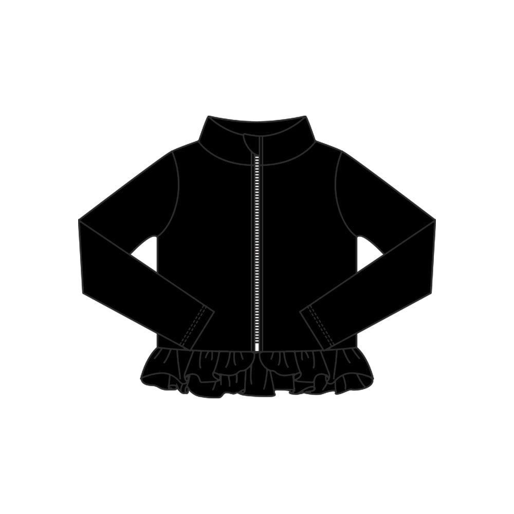preorder GT1329 yoga black zipper long sleeve girls coat