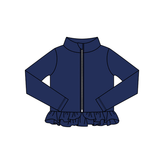 preorder GT1330 yoga navy blue zipper long sleeve girls coat