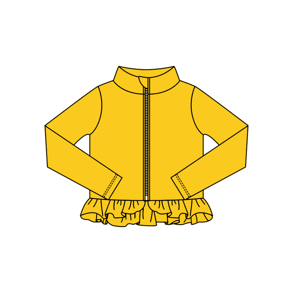 preorder GT1331 yoga yellow zipper long sleeve girls coat