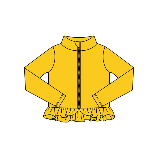 preorder GT1331 yoga yellow zipper long sleeve girls coat