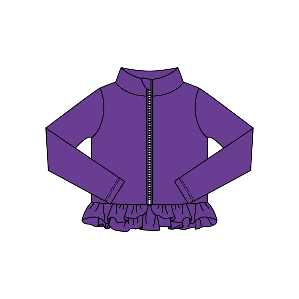 preorder GT1332 yoga purple zipper long sleeve girls coat
