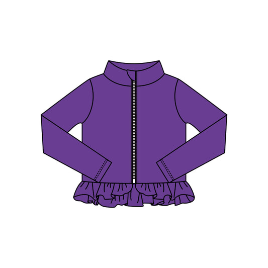 preorder GT1332 yoga purple zipper long sleeve girls coat